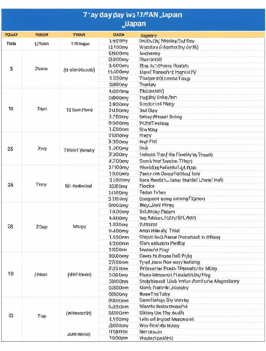 7 day itinerary japan
