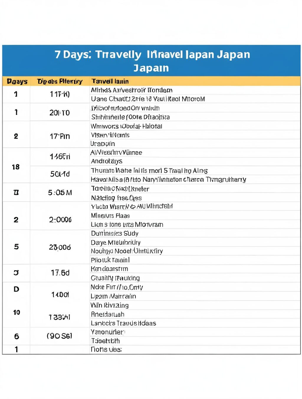 7 days travel itinerary japan