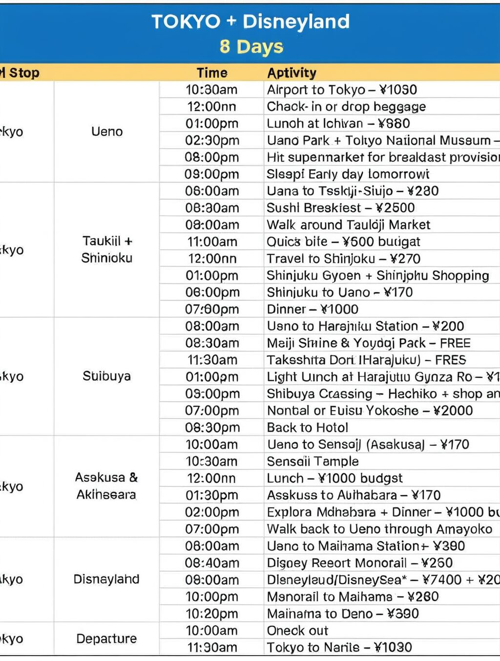 japan 7 nights 8 days itinerary