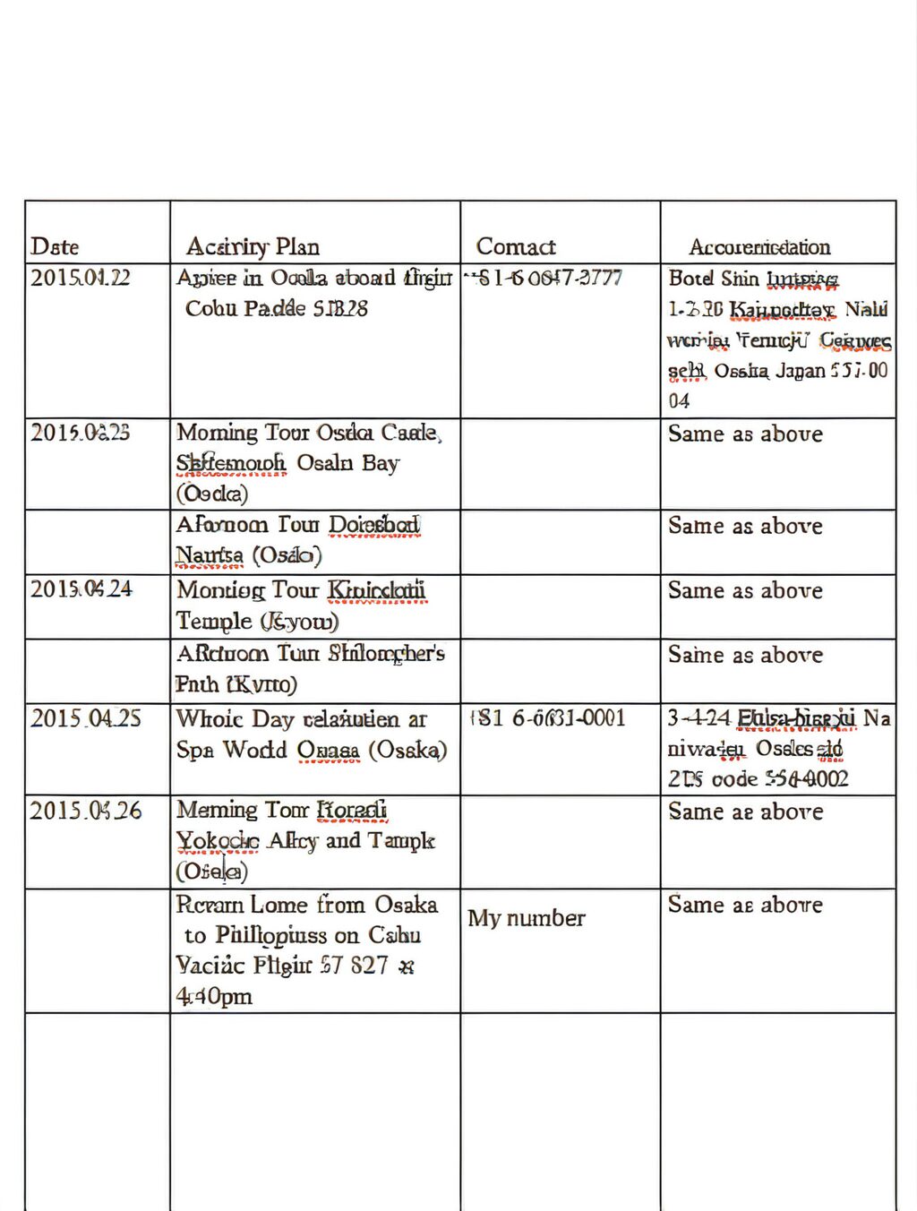 japan itinerary visa
