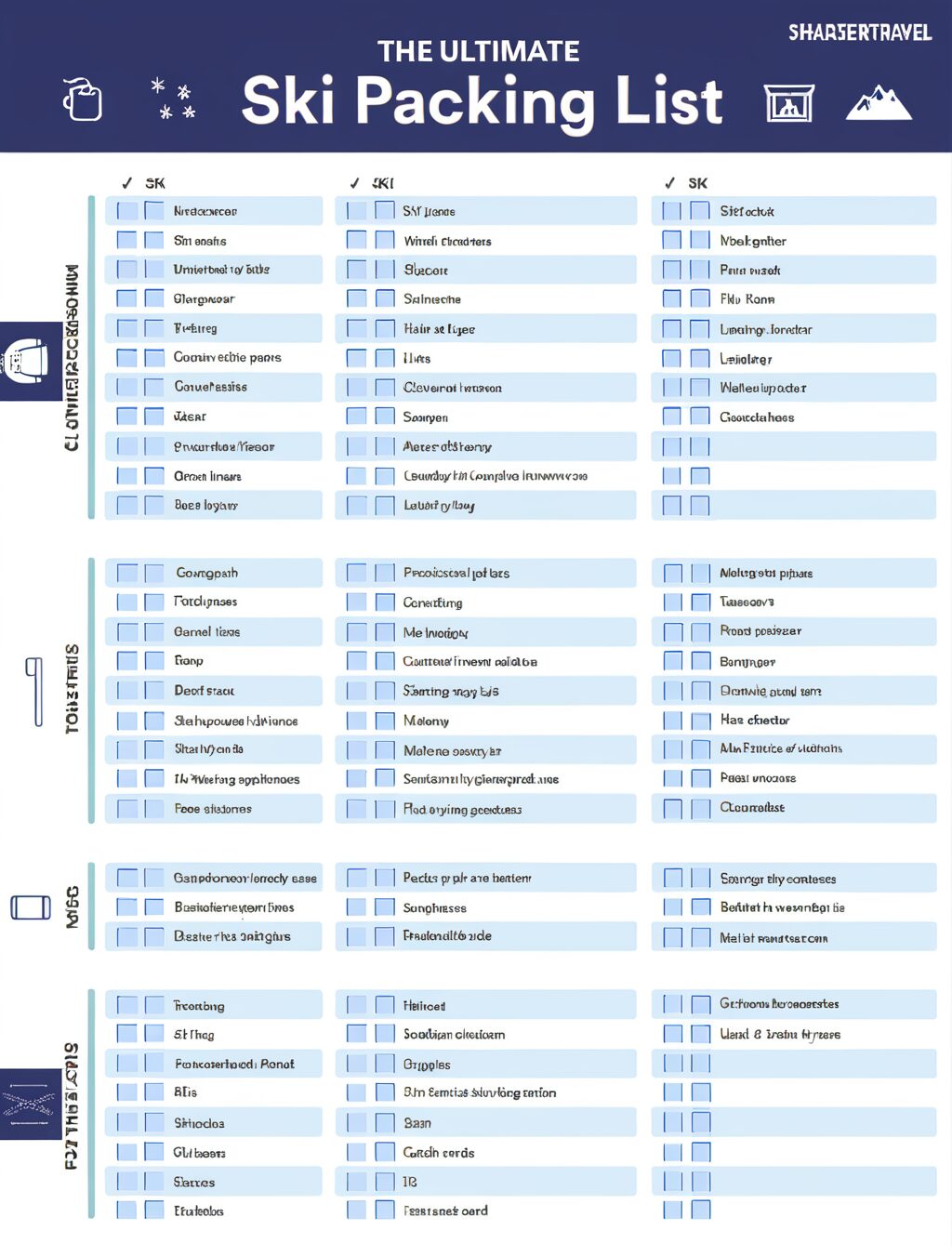 japan ski trip packing list