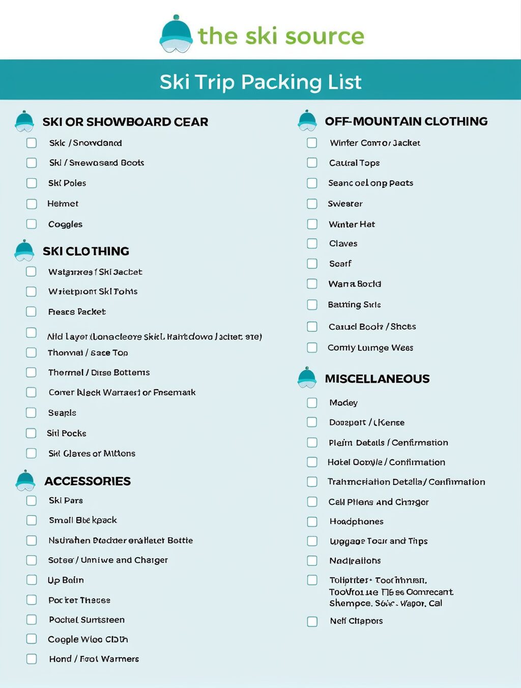 japan ski trip packing list