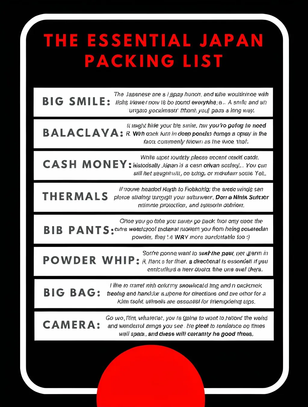 japan trip packing list