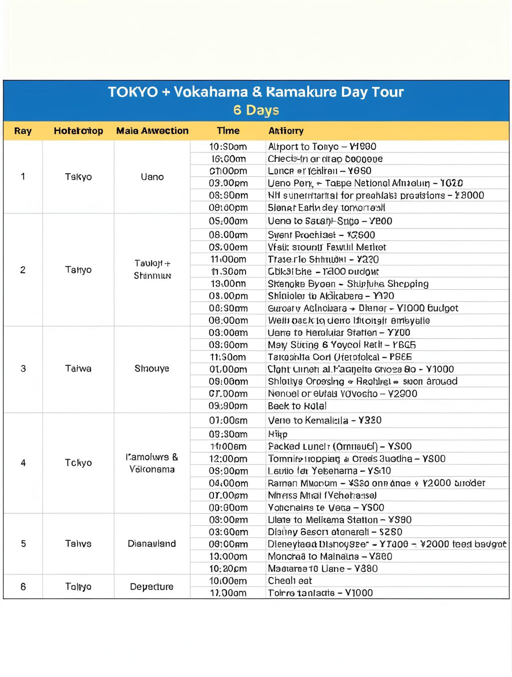 sample itinerary for japan visa tokyo pdf