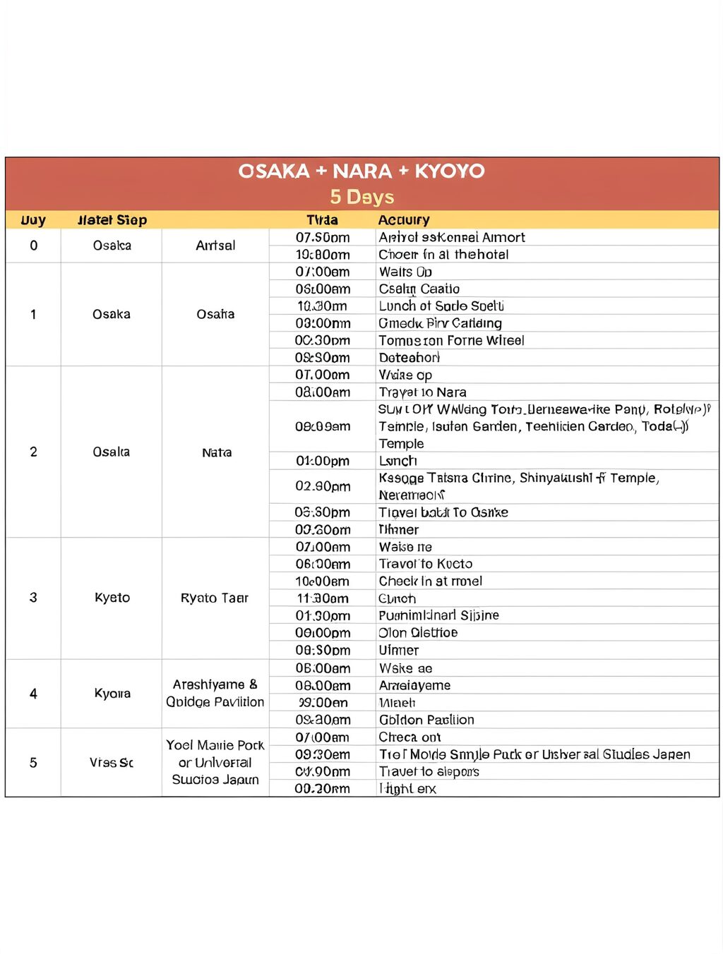 sample itinerary for japan visa tokyo pdf