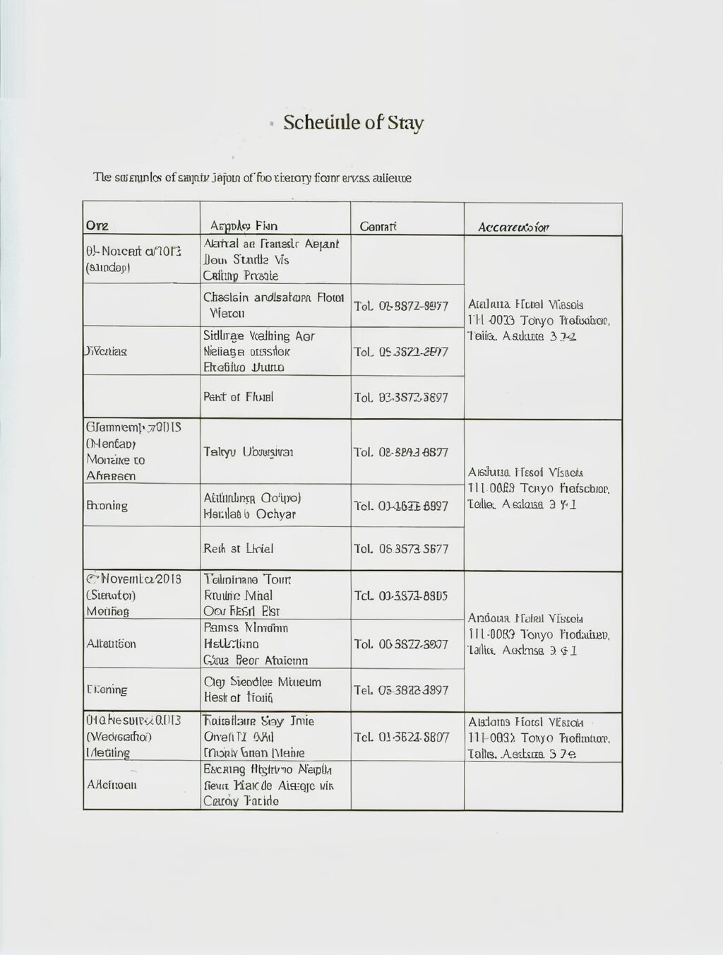 sample itinerary for japan visa tokyo pdf