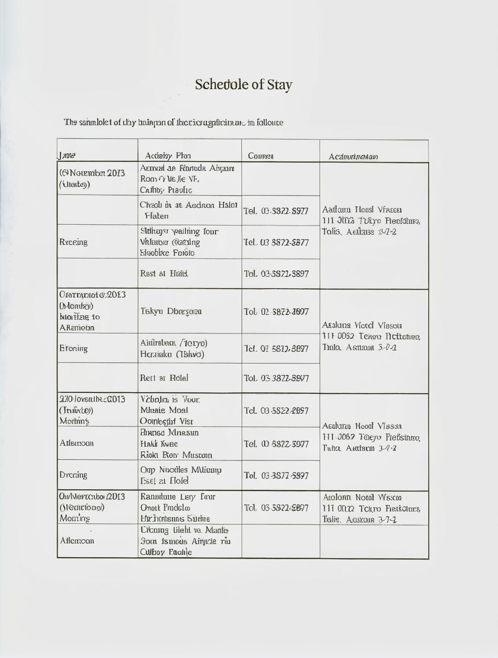 sample japan itinerary for visa 2023