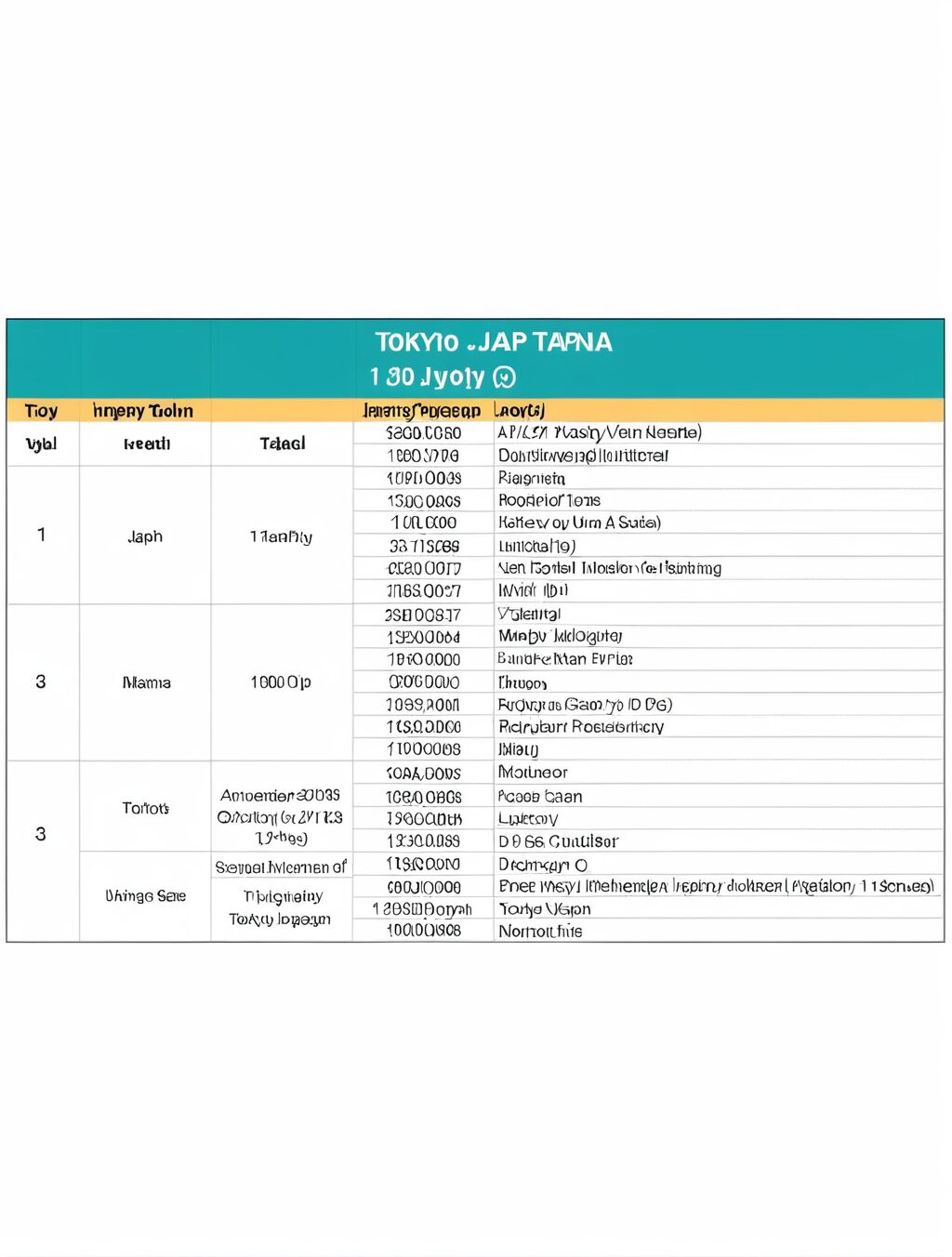 tokyo japan itinerary sample