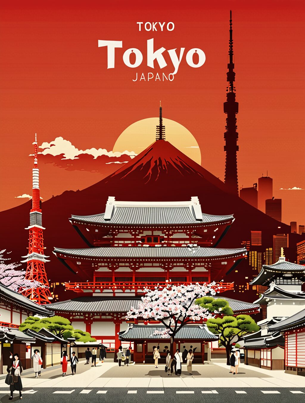 tokyo japan travel poster